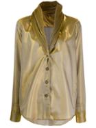 Romeo Gigli Pre-owned 1990's Iridescent Pleated Lapel Jacket - Gold