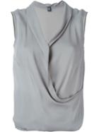 Eleventy Wrap Top, Women's, Size: 46, Grey, Silk