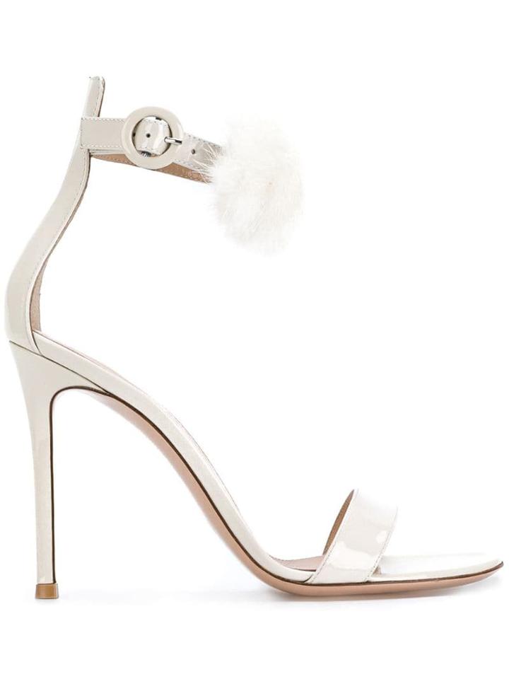 Gianvito Rossi Fluffy Trim Sandals - Neutrals