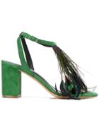 Jean-michel Cazabat Feather Detail Open Toe Sandals - Green