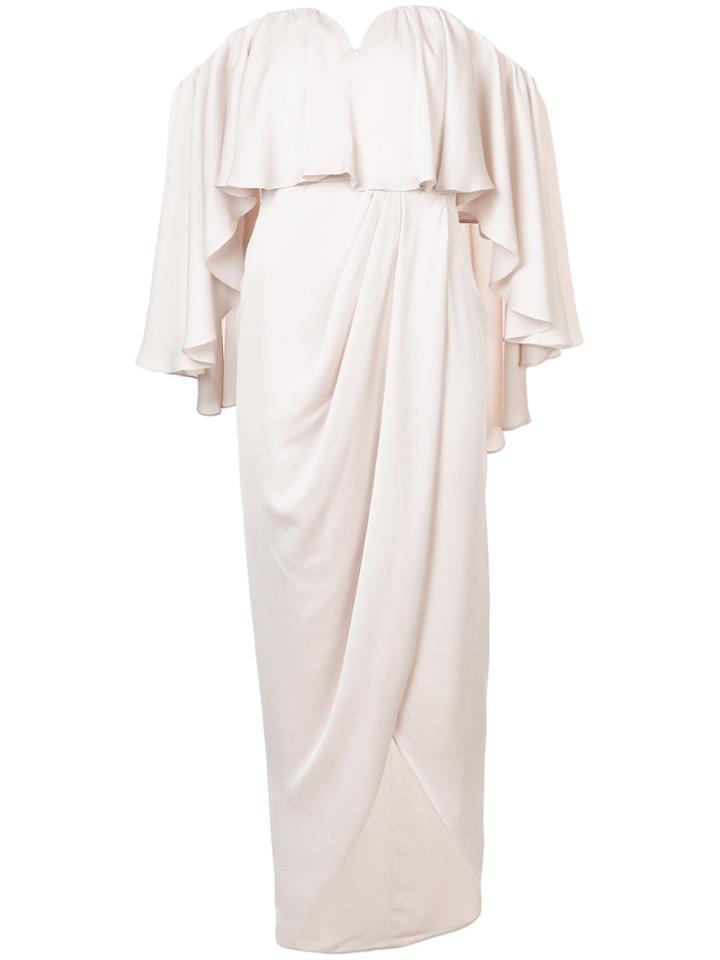 Shona Joy Frill Sleeves Wrap Skirt Dress - Nude & Neutrals