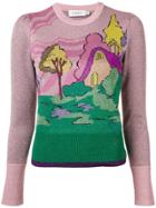 Coach Spooky Cottage Crew Neck Sweater - Pink & Purple