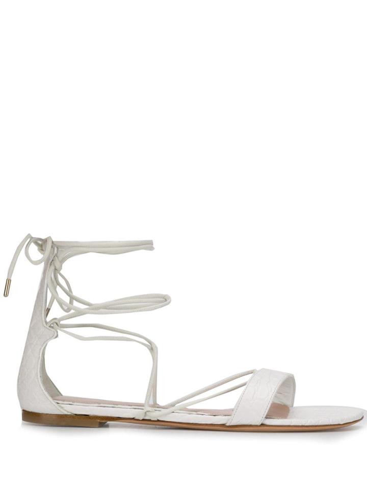 Alexander Mcqueen Flat Tie-ankle Sandals - White