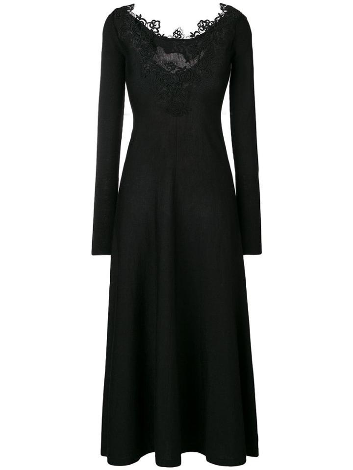 D.exterior Lace Trim Dress - Black