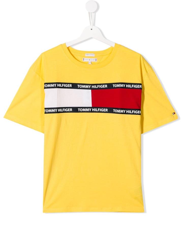 Tommy Hilfiger Junior Teen Colour-block Logo T-shirt - Yellow