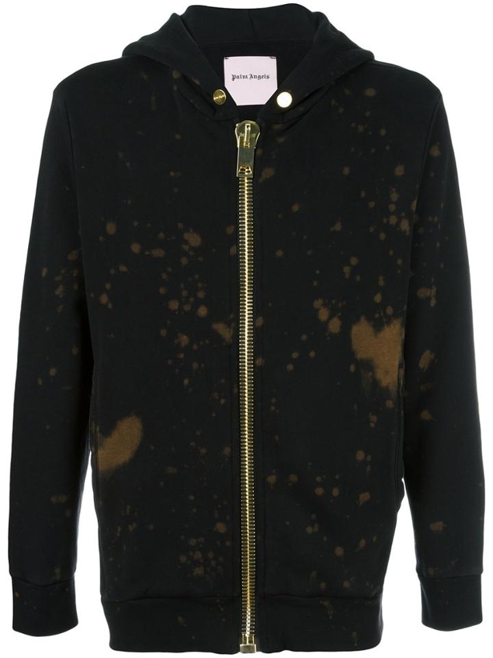 Palm Angels Bleached Zip Hoodie - Black