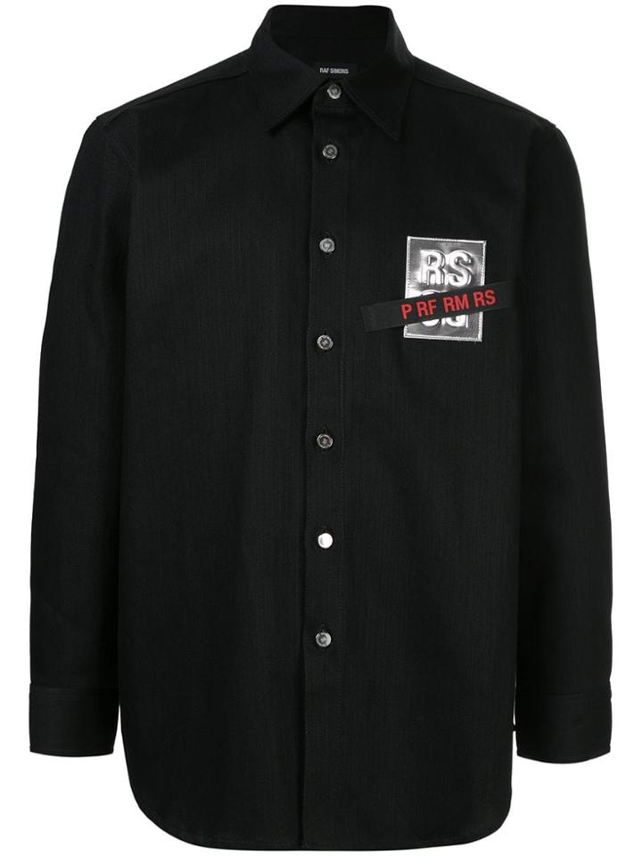 Raf Simons Logo-patch Denim Shirt - Black