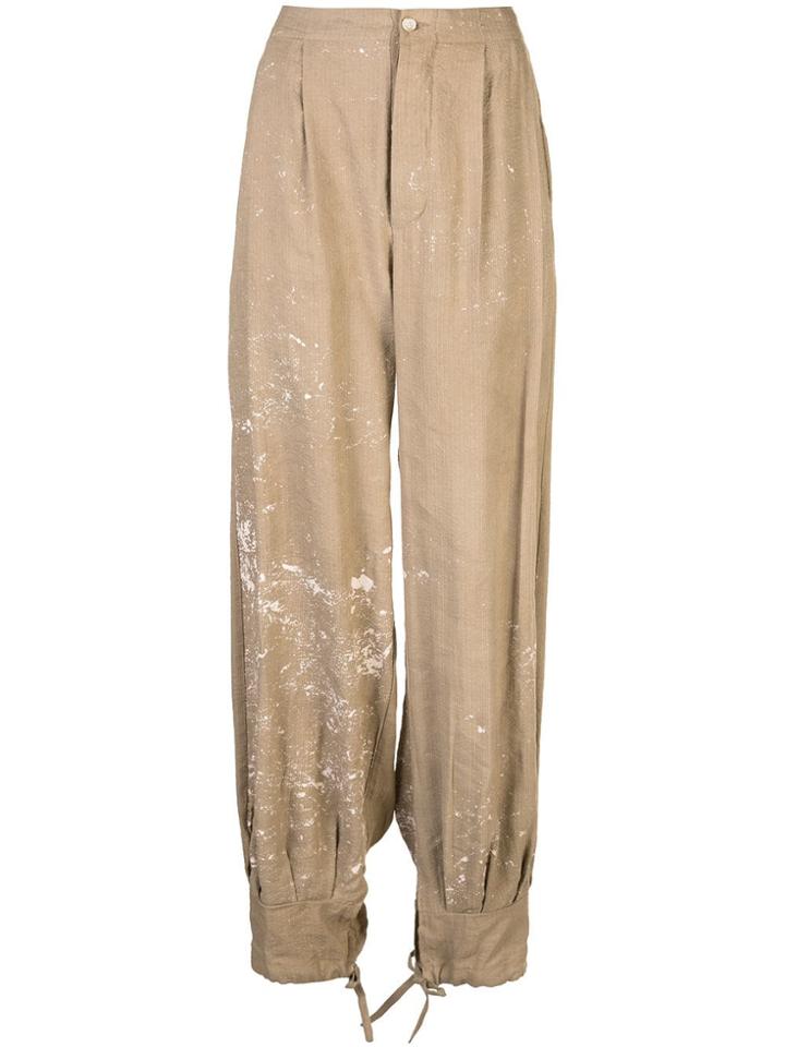 Uma Wang Paint Splatter Effect Trousers - Brown