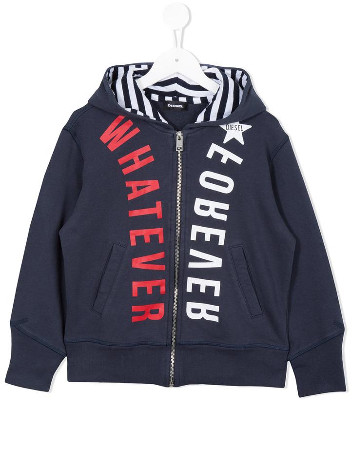 Diesel Kids Printed Hooded Jacket, Boy's, Size: 10 Yrs, Blue