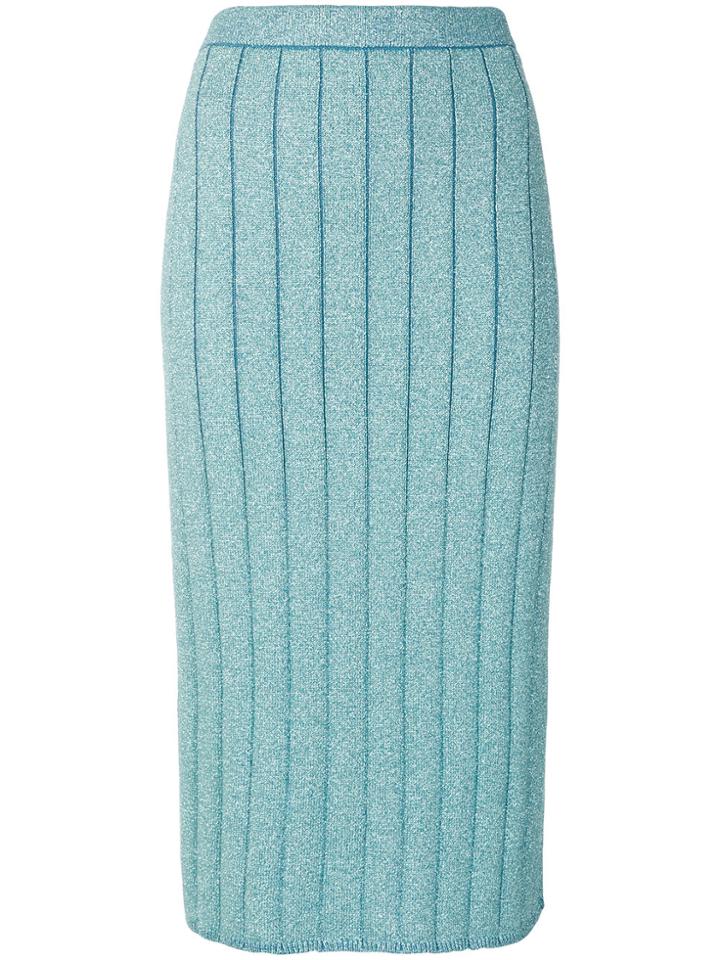 Marc Jacobs Metallic Pleated Midi Skirt - Blue