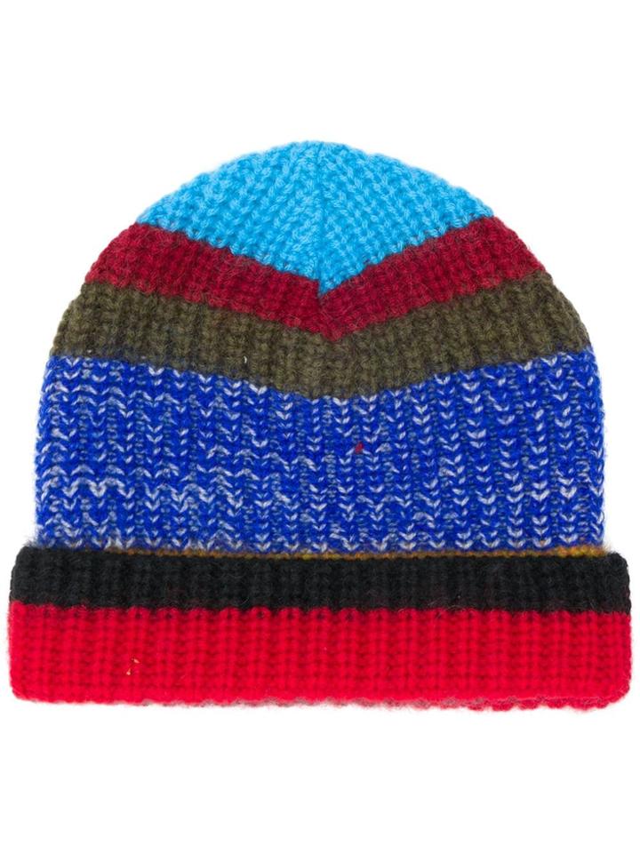 Missoni Striped Knit Beanie - Blue