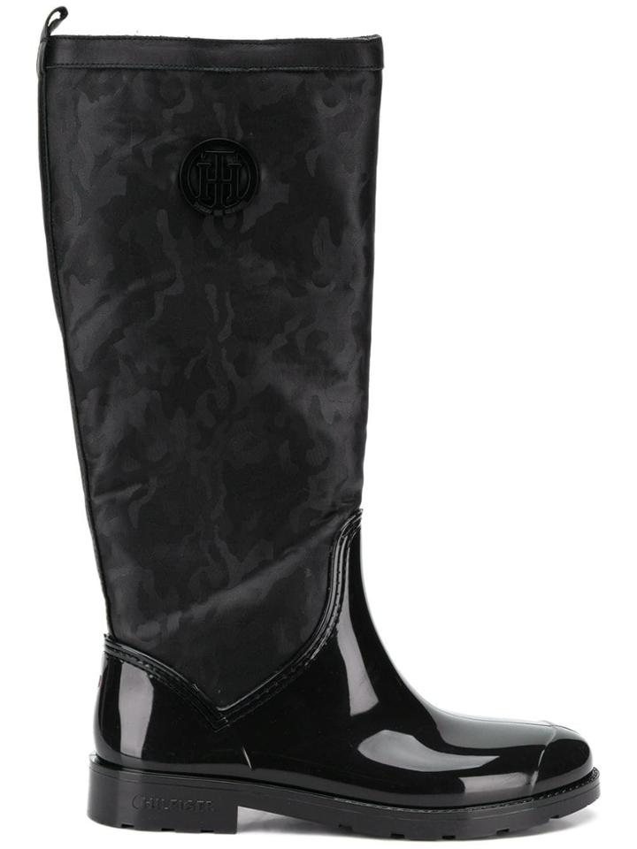 Tommy Hilfiger Shiny Camouflage Wellington Boots - Black