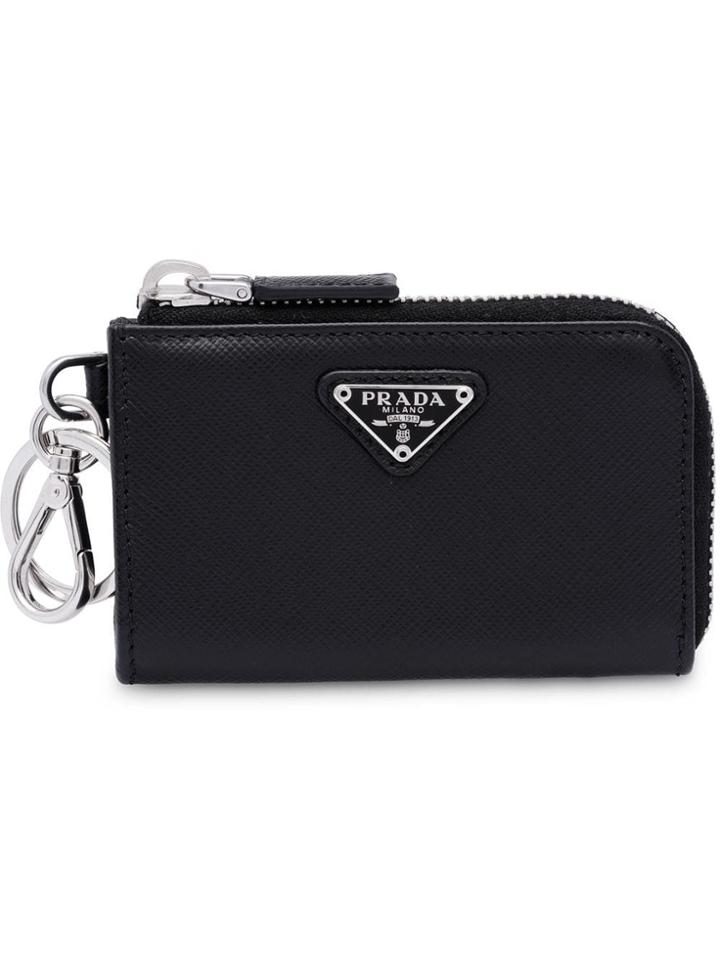 Prada Saffiano Pouch Key Trick - Black