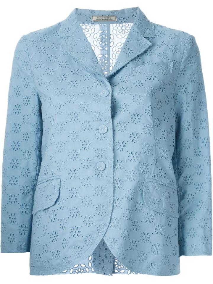Nina Ricci Broderie Anglaise Blazer - Blue