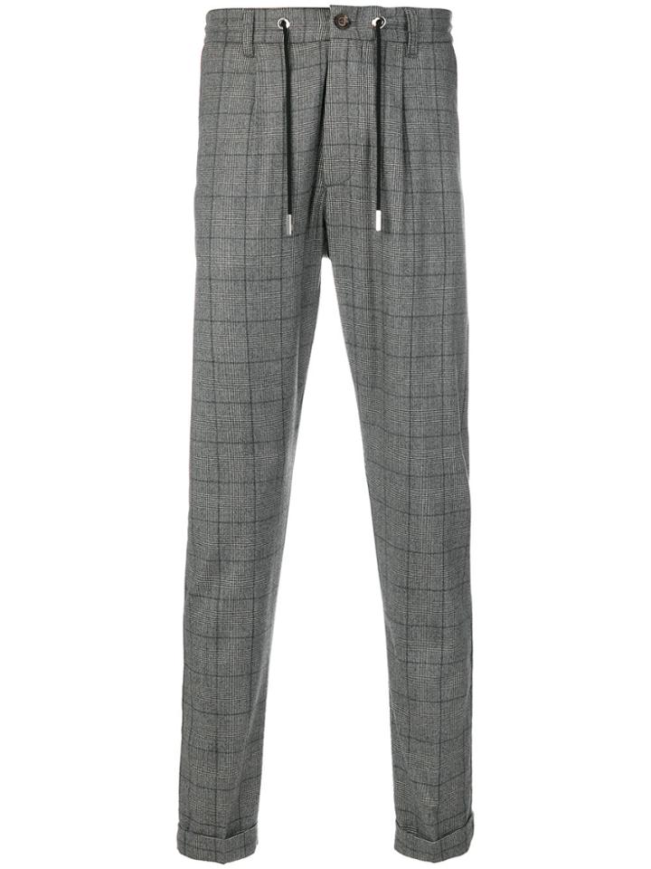 Eleventy Checked Trousers - Grey
