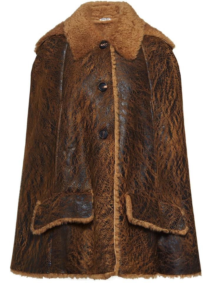 Miu Miu Shearling Cape - Brown