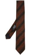 Nicky Striped Woven Tie - Brown