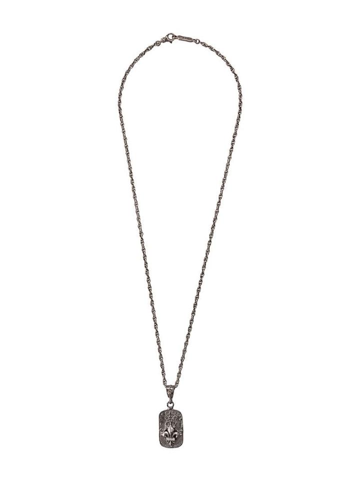 Roman Paul Fleur-de-lis Dog Tag Necklace - Silver