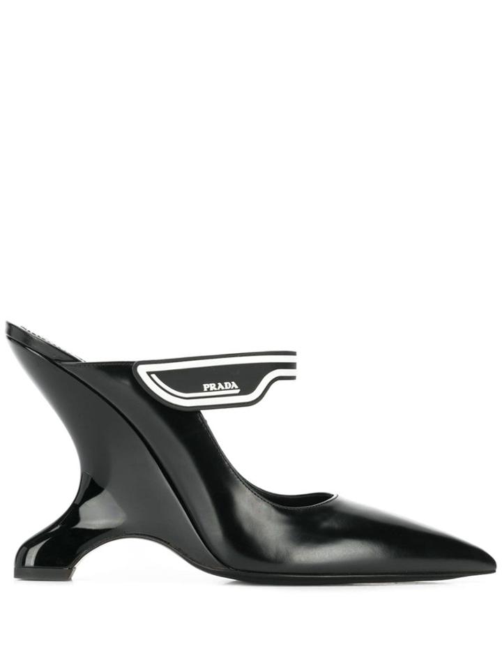 Prada Structured Wedge Pumps - Black