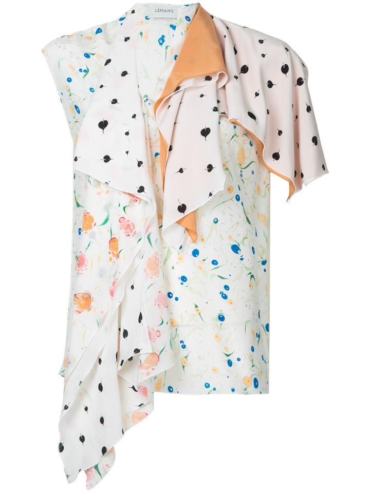 Lemaire Mixed Print Asymmetric Top - White