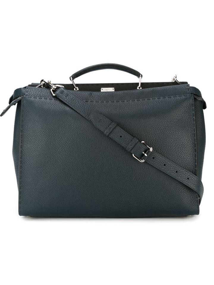 Fendi 'selleria Peekaboo' Tote, Men's, Blue, Calf Leather