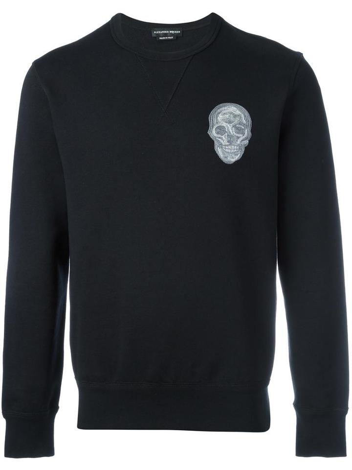 Alexander Mcqueen Skull Embroidered Sweatshirt, Men's, Size: Medium, Black, Cotton