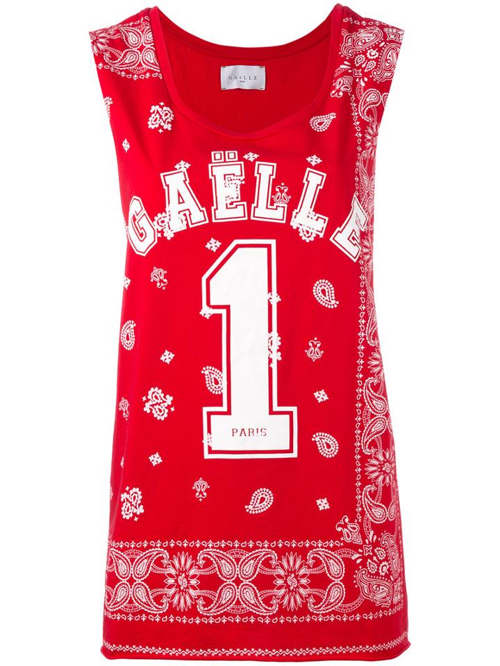 Gaelle Bonheur - Logo Print Tank - Women - Cotton - 2, Women's, Red, Cotton