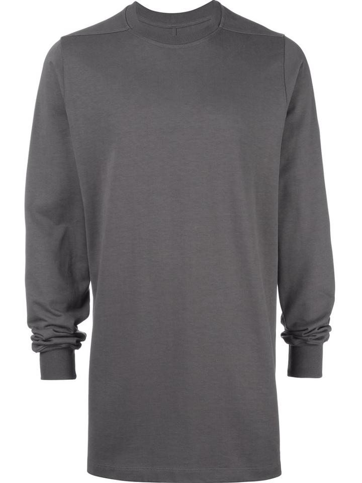 Rick Owens Crew Neck Sweatshirt, Men's, Size: Medium, Grey, Cotton