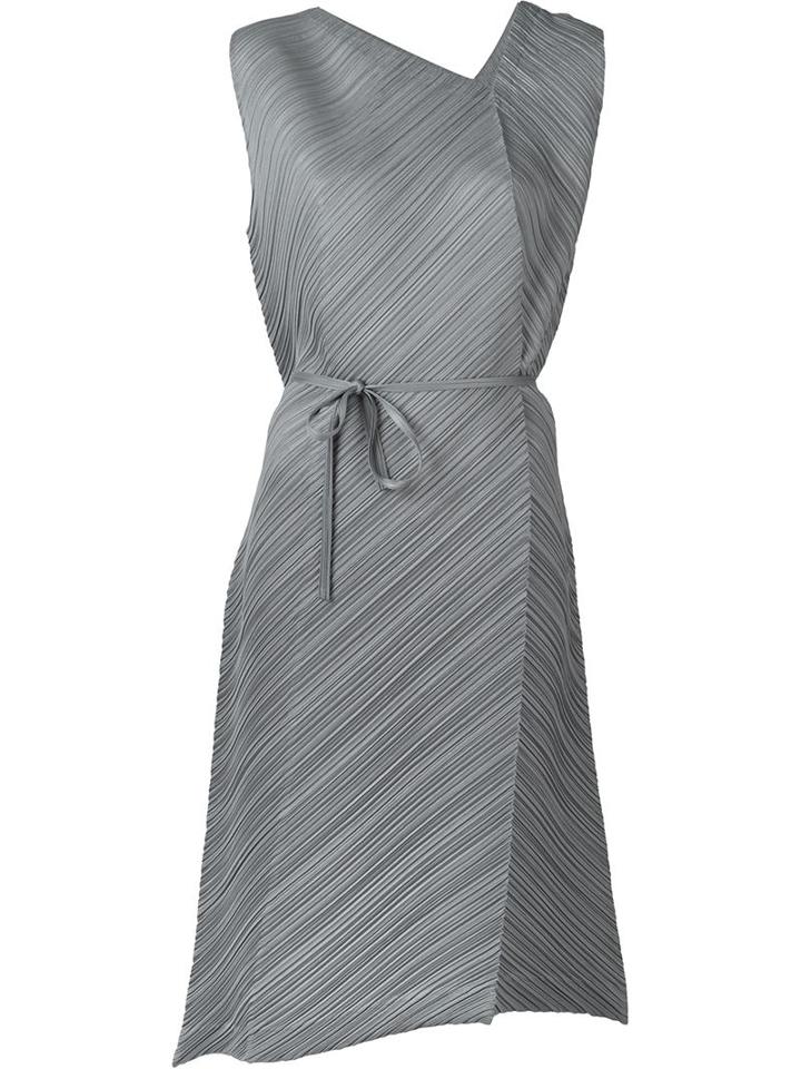Pleats Please By Issey Miyake Pleated Flared Dress, Women's, Size: 3, Grey, Polyester