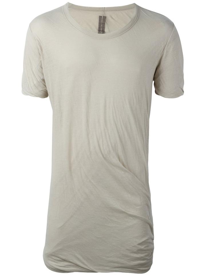 Rick Owens Ruched T-shirt, Men's, Size: Xs, Grey, Cotton