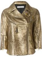 Golden Goose Deluxe Brand 'road' Biker Jacket, Women's, Size: Medium, Grey, Cupro/viscose/sheep Skin/shearling/cotton