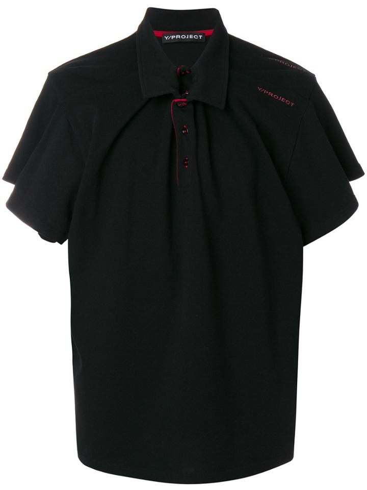Y / Project Double Collar Polo Shirt - Black