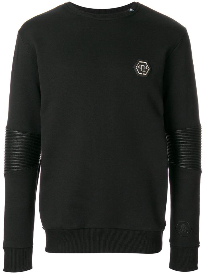 Philipp Plein Contrast Sleeve Logo Sweatshirt - Black