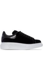 Alexander Mcqueen Oversized-sole Velvet Sneakers - Black