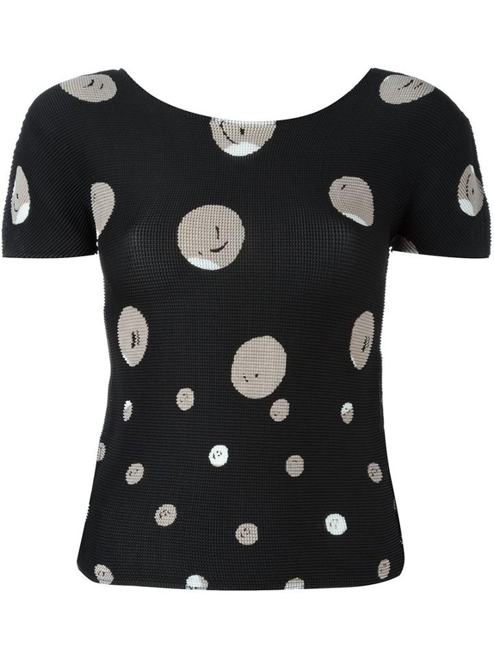 Issey Miyake Cauliflower Dot Print T-shirt, Women's, Black, Polyester