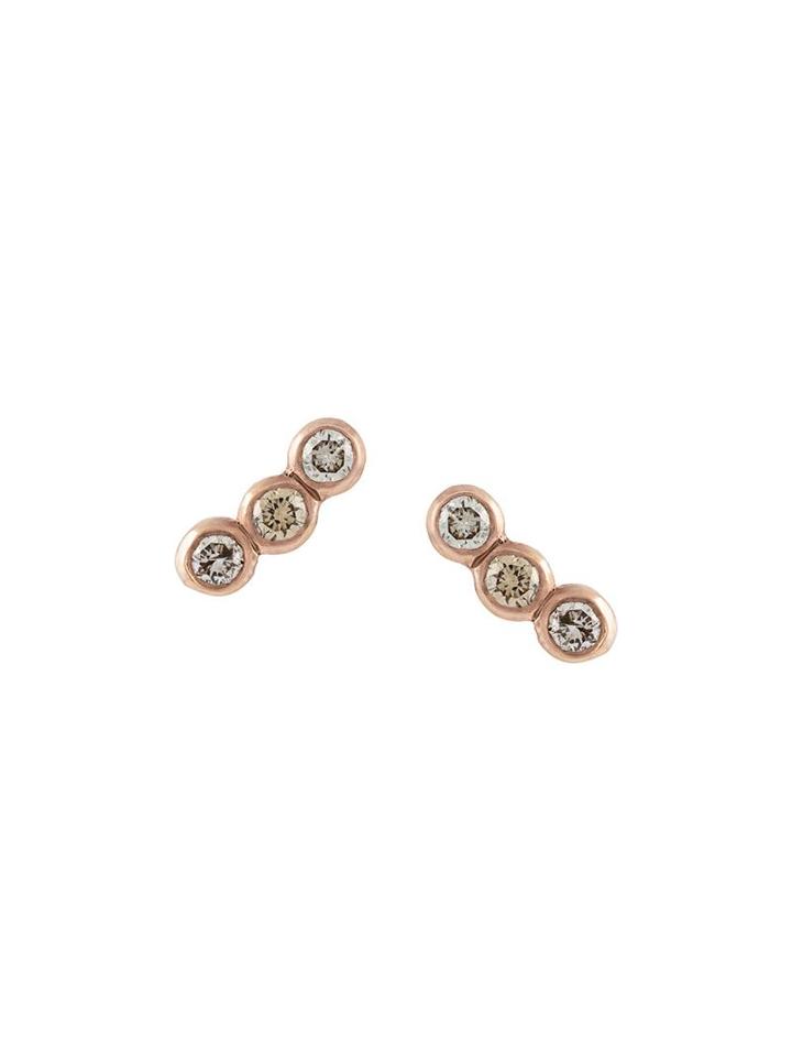 Wouters & Hendrix Gold Triple Champagne Diamond Earrings