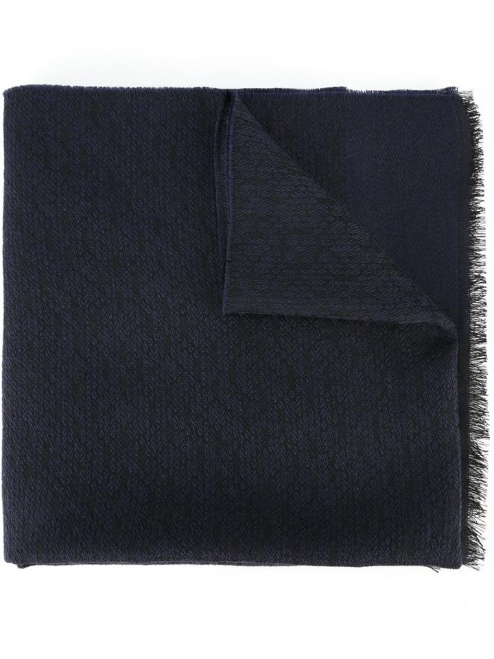 Lanvin Knitted Raw Scarf, Men's, Blue, Wool