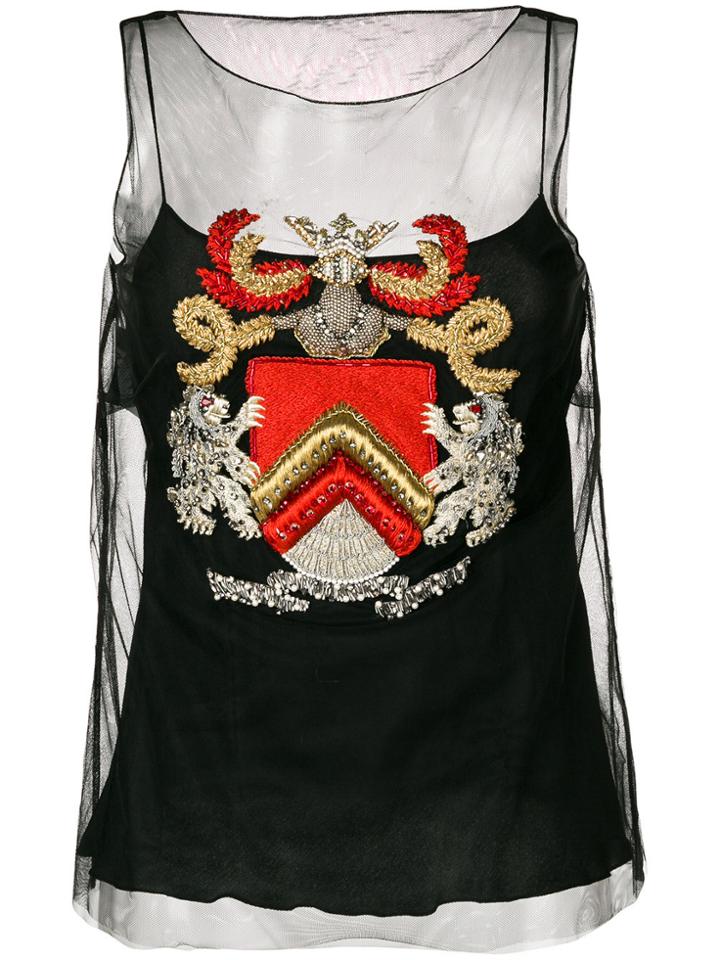 Alberta Ferretti Embroidered Cami Top - Black