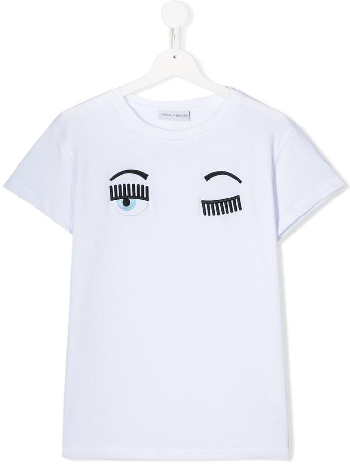 Chiara Ferragni Kids Teen Flirting Eye T-shirt - White
