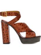 Chloé Platform Sandals, Women's, Size: 37.5, Brown, Calf Leather/leather