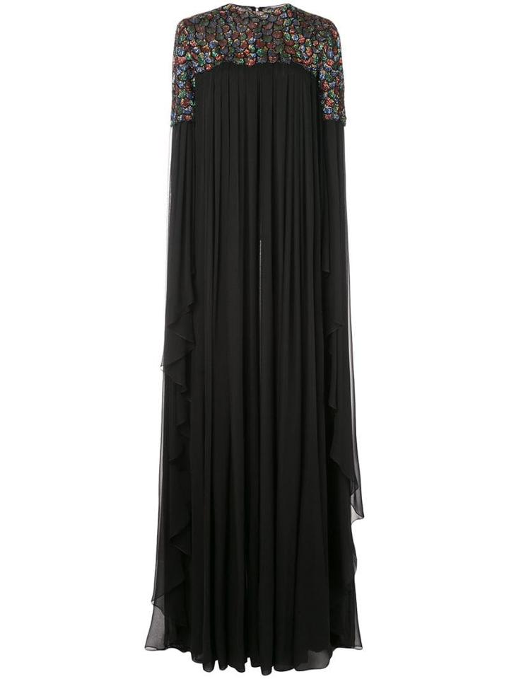 Carolina Herrera Beaded Panel Gown - Black