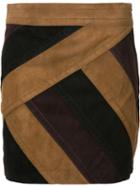 Derek Lam 10 Crosby Panelled Mini Skirt, Women's, Size: 2, Brown, Polyester/suede