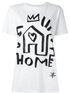 Iceberg Home & Heart Print T-shirt, Women's, Size: 38, White, Cotton