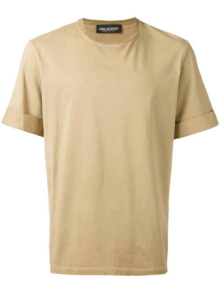 Neil Barrett - Lightning Cuffed T-shirt - Men - Cotton - M, Nude/neutrals, Cotton