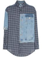 Martine Rose Denim Hybrid Check Print Shirt - Blue