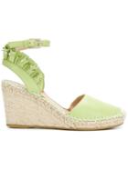 Valentino Micro-stud Rouched Espadrille Wedges - Green