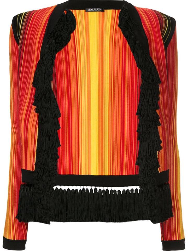 Balmain Striped Tasselled Open Front Jacket - Multicolour