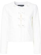 Boutique Moschino - Floral Buttons Jacket - Women - Cotton/other Fibres - 46, White, Cotton/other Fibres