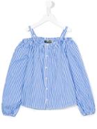 Ralph Lauren Kids - Striped Off The Shoulder Top - Kids - Cotton - 7 Yrs, Girl's, White