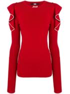 Karl Lagerfeld Ruffle Sleeve Sweater - Red